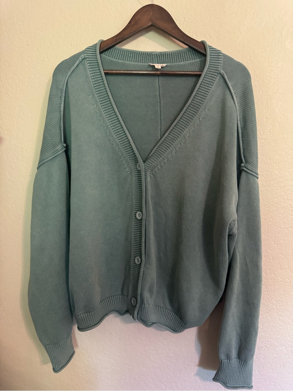 Pilcro Sage Green V-Neck Button Front Cardigan